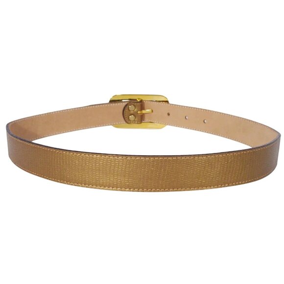 BB SIMON Vintage Gold Reptile Leather Belt Sz M (27"-31") - Made in SPAIN - Picture 4 of 6